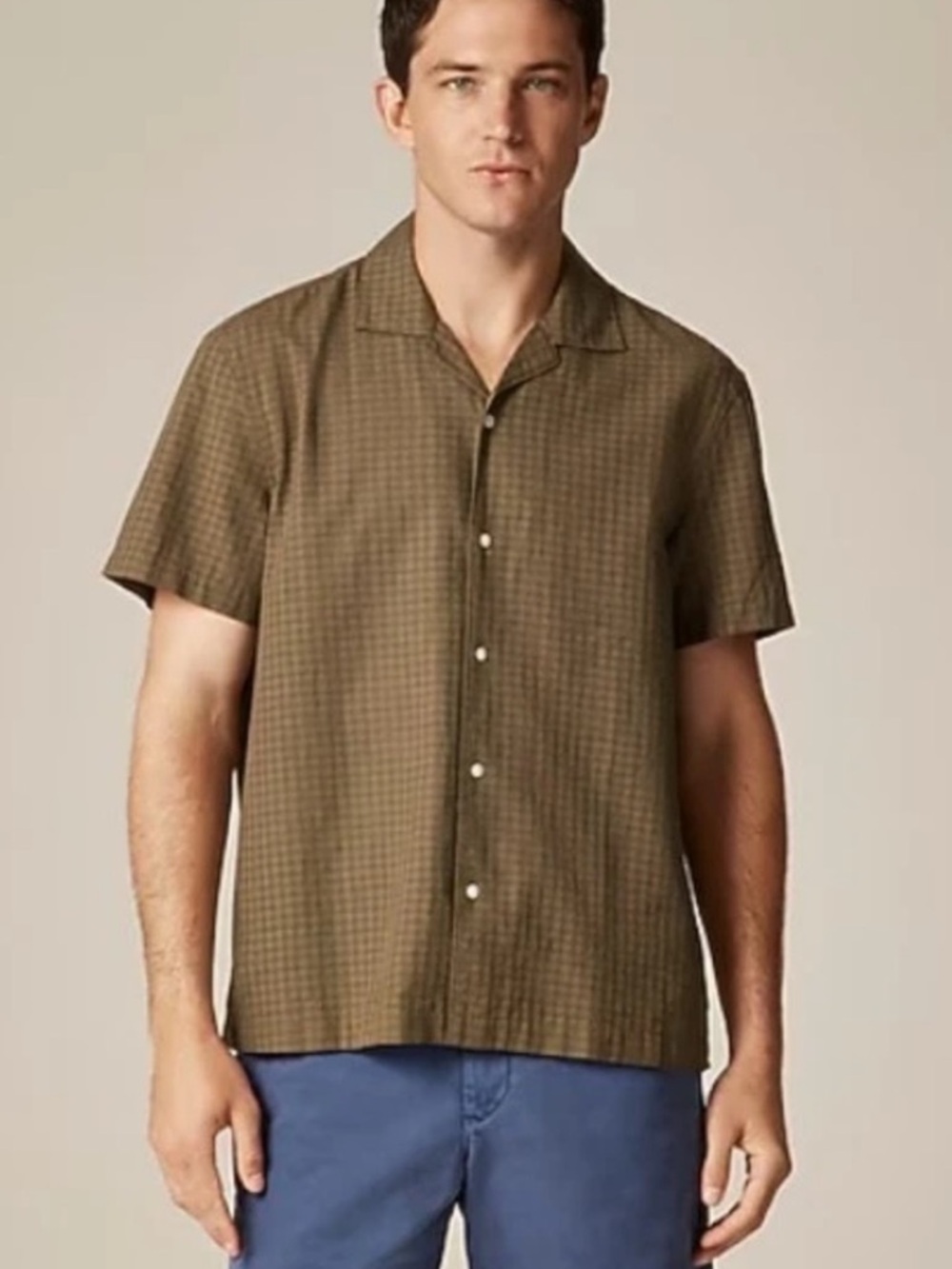 J.Crew Men’s Camp‑Collar Cotton Shirt – L | | Modern Minimalist Menswear | NWT